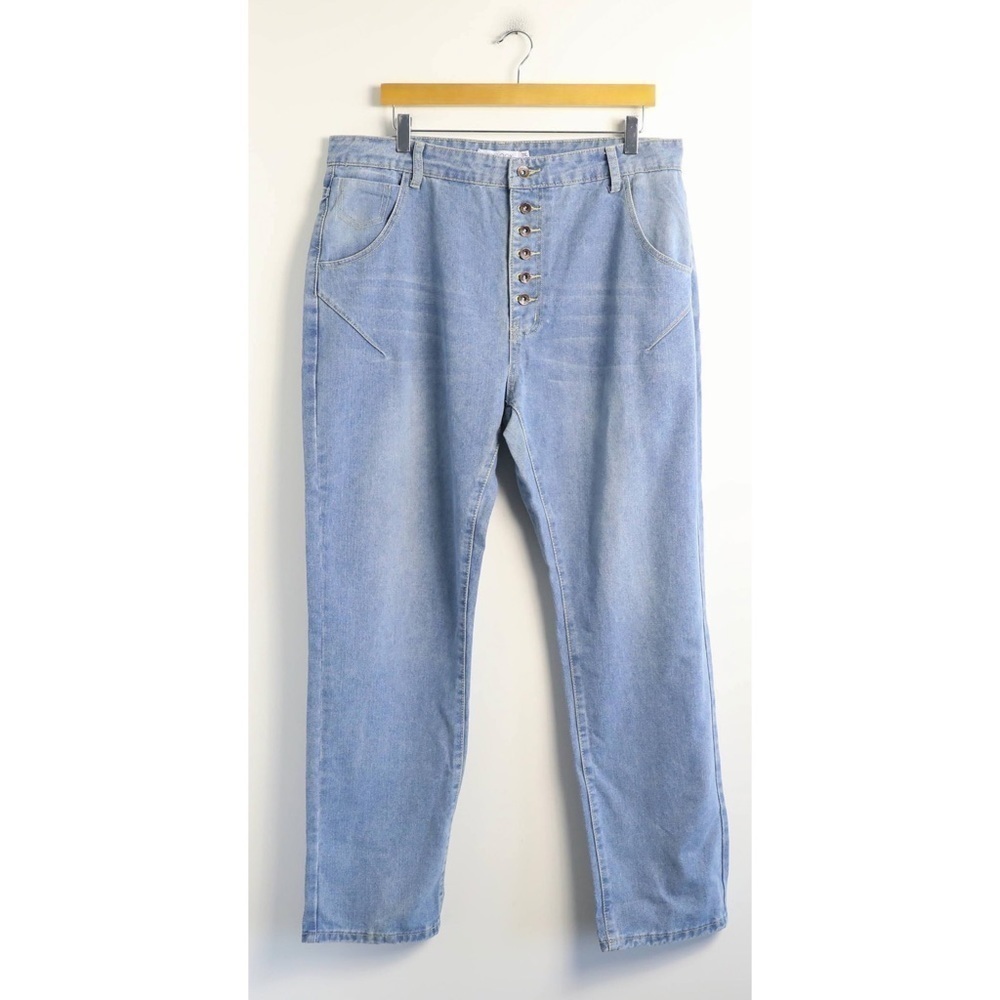 NWOT Misslook straight slim jeans high rise denim blue plus size 3XL button up
